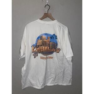 Vintage Planet Hollywood Shirt Vancouver Canada Graphic White XL Tee 90s VTG